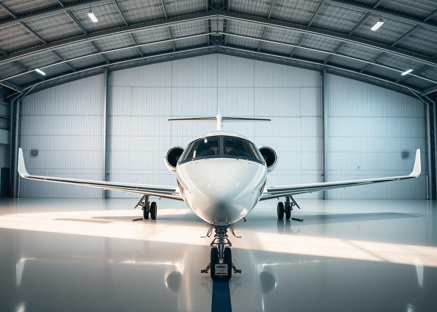 Aircraft in hangar
